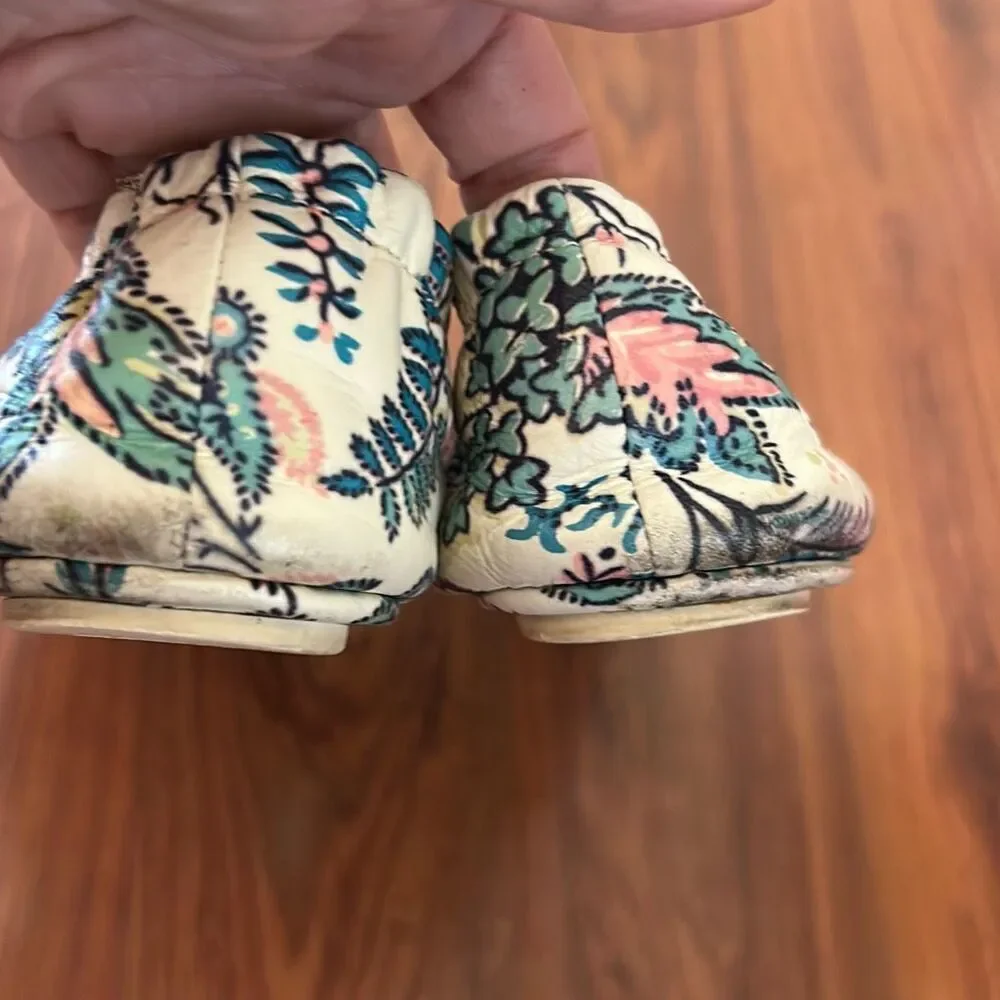 Tory Burch mini floral Ballet flats black 8 beige turquoise peach